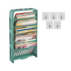 直立式書架 + 透明掛勾 5入組, 綠色(書架)