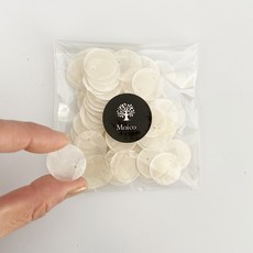 Moico 貝殼風鈴製作DIY圓形未拋光 100入, 珍珠白