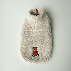 bydamsoomi 狗狗拉鍊設計刷毛外套, 白色