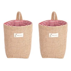 Lee & Choi 布質壁掛式收納籃 小型, 2個, 08 紅色條紋