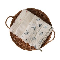 Iwooa 紗布抹布 藍花 + 粉紅櫻桃 + 素創基本款組合, 3個