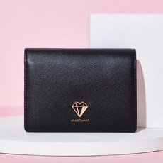 JILLSTUART 皮革寶石裝飾拼色短夾