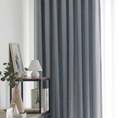 Home in Home 素色亞麻助眠長版遮光客廳窗簾 2件組, 灰色