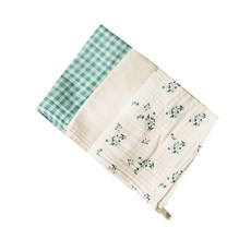 Iwooa 紗布抹布 薄荷格紋 + 藍花 + 素棉基本款組合, 3個