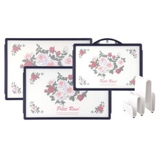 Eli方形砧板大+中+小+支架套組, 玫瑰, 1組