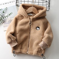 孩童可愛印花毛絨外套