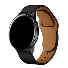MOHARLAB Galaxy Watch 皮革鈕扣錶帶 20mm, 黑色