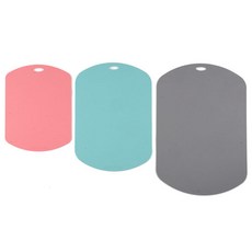 ELILIVING TPU 橢圓形砧板 3件組, 灰色, 天空薄荷綠, 橘粉色, 1個