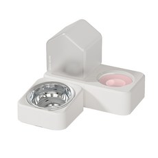 카르노코리아 반려동물 하우스 반자동 스텐 급수식기 2구, 핑크, 1개