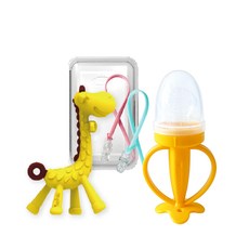 앙쥬 2종 세트, 노꼭지, 기린(치발기), 황금바나나(과즙망), 랜덤발송(실리콘클립), 1세트