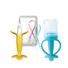앙쥬 2종 세트, 노꼭지, 바나나(치발기), 예쁜곰과즙(과즙망), 랜덤발송(실리콘클립), 1세트
