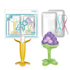 앙쥬 치발기 2종 세트, 노꼭지, 바나나, 3D포도, 랜덤발송(실리콘클립), 1세트