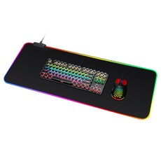 RGB LED 電競滑鼠鍵盤防水大桌墊 90 x 40 公分, 1個, 黑色