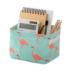 Hwaseong 布質洗衣收納籃 小, 1個, 05 綠色背景紅鶴