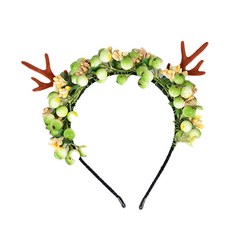 手工編織聖誕花圈水果聖誕節派對髮箍, 綠色, 1個