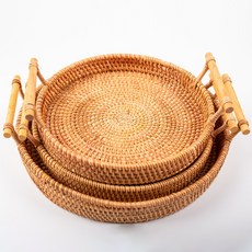 Sky Enoc 04三件式把手托盤藤編籃 3件組, 1套, 混合顏色