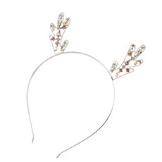 北歐風格高級水鑽裝飾麋鹿鹿角髮箍, 1個, 銀色
