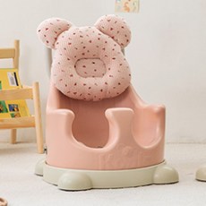 essian 小熊嬰兒推車+固定綁帶+防撞枕頭+坐墊, Hazelnut(椅子)+Egonneutral(底座)+Pink(枕頭)