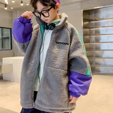 孩童拼色刷毛外套