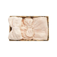 Isabel Home 獨特蝴蝶結髮帶 + 乾髮巾套組, 1套, 淺粉色