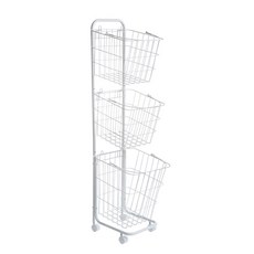 Miso Line Furniture移動式鋼製洗衣籃 3層, 白色, 1個