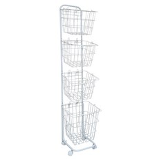 Miso Line Furniture移動式鋼製洗衣籃 4層, 白色, 1個