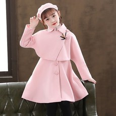 Orenjidamom 女童圓釦連身裙斗篷外套組