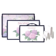 Eli方形砧板大+中+小+支架套組, 繡球花, 1組