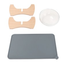 CATS VILL 寵物x形木製餐具小+矽膠墊小碗套裝, 單一顏色, 1套