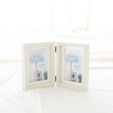 우드 프레임 더블 액자, 네츄럴화이트, 1개