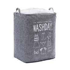 大尺寸棉麻收納洗衣籃, 1個, 灰色