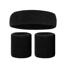 스포츠 머리띠 팔찌 세트, 18 검은 색, 1개