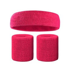 스포츠 머리띠 팔찌 세트, 08 라이트 로즈 레드, 1개