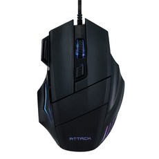 actto Attack 7 鍵 RGB LED 遊戲鼠標 GMSC-28, 黑色的
