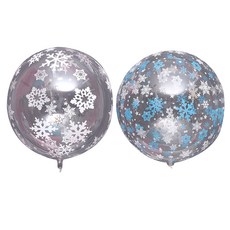 joyparty 雪花泡泡氣球 50cm 2款 x 2入, 1套, 白色, 藍色
