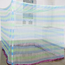 Dalmoa方形床用蚊帳 大型 4-5人用, 藍色