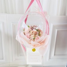 Lovely Farm 人造花 防爆魔法花氣球 花盒款 混合花束 25cm + LED燈 + 零用錢夾 10入組 父母節, 粉色混合(氣球花), 黑色(裝飾紙), 1個