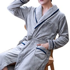 남성용 사랑하는 커플에게 고급스러운 샤워가운 L, 그레이, 1개