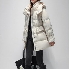 Paperments 女款簡約高領連帽中長版外套 00912