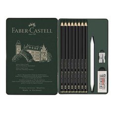 FABER-CASTELL 輝柏 PITT啞光石墨鉛筆 11件組 黑色, HB、2B、4B、6B、8B、10B、12B、14B, 1組