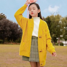 Angel Eye 兒童麻花菱格紋針織開襟衫