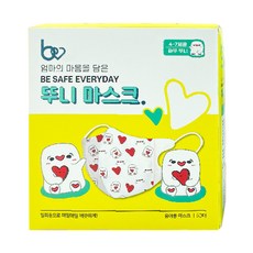 뷰라뷰 뚜니 마스크 4-7세용, 50매입, 1개, 하트뚜니