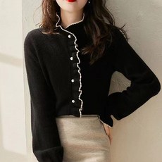 Paperments 黑色飾線荷葉邊上衣 01090