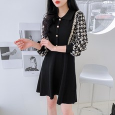 메이첼 가오리핏 체크 니트 원피스 00316 빅사이즈 포함