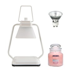 KAENDEULMAM 可定時迷你融蠟燈+鹵素燈泡+香氛蠟燭 S號, Pink Sands, 白色(蠟燭加熱器)