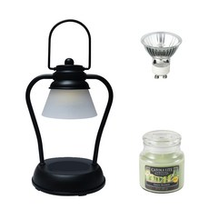 KAENDEULMAM 計時器迷你蠟燭暖 +蠟燭燈小套件, 黑色（蠟燭加熱器），綠色唇膏（蠟燭）