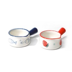 HoReCa 陶瓷單柄醬料盅 60ml, 2入, 小魚款+草莓款