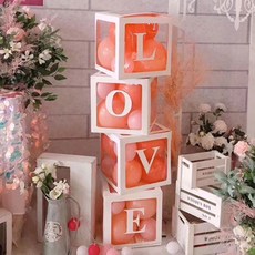 선빛 투명 종이박스 파티용품, 화이트LOVE, 1개