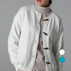 오슬 여성용 루즈핏 떡볶이버튼 니트 가디건