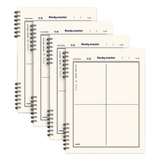 MUNID It spring 左翻式四分割彩色數學筆記本, 4個, 象牙白